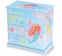 Giggle & Honey® Joyero Musical para Niñas, Caja de Música con Sirena | Joyero Infantil Grande con 3 Cajones, Puerta y Espejo, Caja Musical de Sirena, Regalo Niña 10 Años, Juguete 3-10 Años