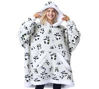 Giggling Getup Manta con Capucha Ponible para Mujeres y Hombres - Sudadera Manta de Franela Sherpa Sobredimensionada, con Gran Bolsillo y Mangas, Regalos de Cumpleaños para Adultos, Panda