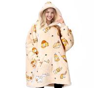 Giggling Getup Manta con Capucha Ponible para Mujeres y Hombres - Sudadera Manta de Franela Sherpa Sobredimensionada, con Gran Bolsillo y Mangas, Regalos de Cumpleaños para Adultos, Gato