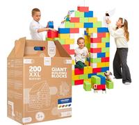 GIGI BLOKS Tamaño XXL 200 Ladrillos de Cartón Colores Encajables y Apilables | Robustos y Fáciles de Montar Grandes Bloques Construccion Niños | Kit Construcción Fuerte Niños | Juegos Educativos