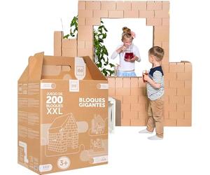 GIGI BLOKS Tamaño XXL 200 Ladrillos de Cartón Encajables y Apilables | Robustos y Fáciles de Montar Grandes Bloques Construccion Niños | Kit Construcción Fuerte Niños | Juegos Infantiles Educativos