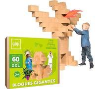 GIGI BLOKS Tamaño XXL 60 Ladrillos de Cartón Encajables y Apilables | Robustos y Fáciles de Montar Grandes Bloques Construccion Niños | Kit Construcción Fuerte Niños | Juegos Infantiles Educativos