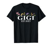 Gigi EST. 2027 para Mujer Promocionado a mamá Flor Embarazo Camiseta