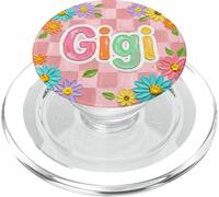 Gigi Retro Checkered Daisy Floral Aesthetic Grandma Design PopSockets PopGrip para MagSafe