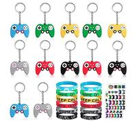 GIGIIS 26 PCS Llavero Videojuegos y Pulsera de Silicona Llavero de Manija de Juego Llaveros Mando Regalo Pinata llavero de Cumpleaños Tatuaje Ligero para Niños Suministros para Fiestas Infantiles