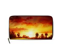 GIGIJY - Cartera larga de piel con cremallera para mujer, diseño de pelota de golf, diseño de atardecer, multicolor, Talla única