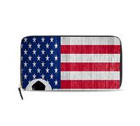 GIGIJY - Cartera larga de piel con cremallera y diseño de bandera de Estados Unidos para tarjetas de crédito, multicolor, Talla única