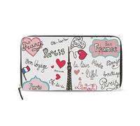 GIGIJY - Monedero con diseño de la Torre Eiffel con texto en inglés "I Love Eiffel Tower" para mujer, cartera larga con cremallera, multicolor, Talla única