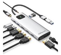 GiGimundo Docking Station USB C, 10 en 1 Dual Display Docking Station para MacBook Air/Pro con 2 * 4K@60Hz HDMI y 2*DP, Gigabit Ethernet, 3*USB3.2, 100W PD, Puerto Audio de 3.5 mm, Windows/Linux LK10