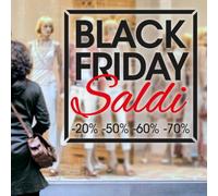 Gigio Store vitrofanía black friday pegatinas gran formato escrito rebajas de invierno con porcentajes de descuento - letras talladas sin fondo