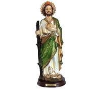 Gigi's Classy Kids Figura de estatua de San Judas Tadeo con purpurina de 12 pulgadas, regalo religioso, figura de estatua de San Judas Tadeo