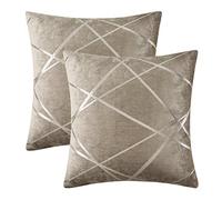 Gigizaza Cojín Terciopelo Funda de Cojine 60x60 cm Funda de Almohada del Sofá Cojín Decoración Almohada Caso de la Cubierta Decorativo Marrón 2 Paquetes