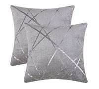 GIGIZAZA Cojín Terciopelo Funda de Cojine 60x60 cm Gris Plata Funda de Almohada del Sofá Cojín Decoración Almohada Caso de la Cubierta 2 Paquetes