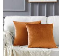 Gigizaza Cojín Terciopelo Funda de Cojines 40x40 cm Canela Decoración Almohada Caso de la Cubierta para Sofá Cama 2 paquetes