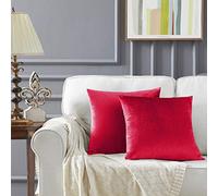 Gigizaza Cojín Terciopelo Funda de Cojines 40x40 cm Rojo Decoración Almohada Caso de la Cubierta para Sofá Cama 2 paquetes