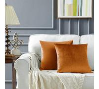 Gigizaza Cojín Terciopelo Funda de Cojines 55x55 cm Canela Decoración Almohada Caso de la Cubierta para Sofá Cama 2 paquetes