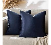 GIGIZAZA Juego de 2 Cojines Decorativos para sofá, 45,7 x 45,7 cm, Color Azul, Cuadrada, de Terciopelo
