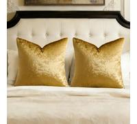 GIGIZAZA Juego de 2 Fundas de Almohada de Terciopelo Dorado de 26 x 26 Pulgadas, Fundas cuadradas Modernas y Decorativas Grandes para Sala de Estar, sofá, Fundas de cojín Vintage