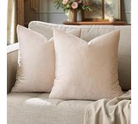GIGIZAZA Juego de 2 Fundas de Almohada Decorativas para sofá, 20 x 20 Pulgadas, Color Crema, Cojines Cuadrados de Terciopelo para casa de Campo