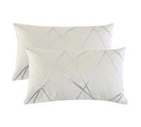 GIGIZAZA Marfil De Lujo Terciopelo Almohadon Cubre Caso, Confortable Funda de Almohada, Raya Decoración Fundas de Almohada para Sofá Cama Casa Decor 30x50cm Juego de Dos