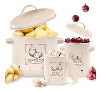 Gigmeta 3 cajas de almacenamiento para patatas, juego versátil con sistema de ventilación, mantiene las verduras frescas durante más tiempo, ideal para guardar cebollas y patatas