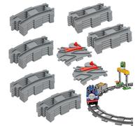 Gigmeta 32 PCS Building Blocks Juego de vías de Tren, Vías de Tren Rieles de la Ciudad Rieles de Bloques de Construcción de Ciudad,Compatible con Todas Las Grandes Marcas
