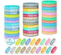 Gigmeta 36 pulseras motivacionales en alemán, 20,5 cm, pulseras inspiradoras de silicona con 18 estilos de frases positivas, pulsera de silicona motivadora, regalos para niños y colegas, 20,5 cm,