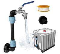 Gigmeta Cuello de Cisne para Depósito IBC, Grifo de Salida 3/4" con Grifo de Latón y Tubo de Prolongación de 25 Cm, Negro, Acero Aleado, Montaje en Cubierta, Exterior