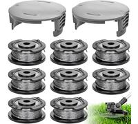 Gigmeta Juego de 10 Bobinas de Recambio para Cortabordes, Compatible con Bosch Easy GrassCut18-230, Ø 1,65 mm, 6,1 m de Longitud, Incluye 8 Bobinas de Hilo para Cortabordes y 2 Tapas