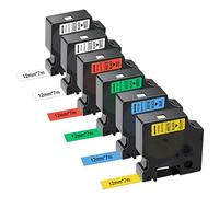 Gigmeta - Lote de 6 cintas compatibles con Dymo D1, 12 mm x 7 m, compatible con Dymo Labelmanager PNP/160/210D/280/350/420P/450D/500TS