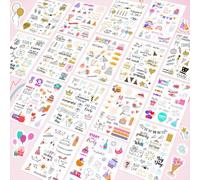 Gigmeta Sticker Birthday Set, 8 Piezas de máS de 425 Pegatinas Autoadhesivas con Motivos de CumpleañOs, Pegatinas de CumpleañOs para Diy Tarjetas de CumpleañOs Regalos Libro de Visitas áLbum