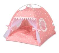 Gigreinc Cat Princess - Tienda de campaña de interior para mascotas, perro, bonita cama de nido de cueva floral, tiendas de campaña portátiles para perros (M: 38 x 38 x 36 cm, rosa margarita)