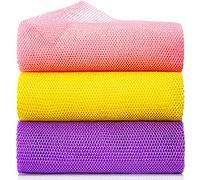 GIGULES, 3 esponjas de baño africanas exfoliantes africanas de Red Larga para Lavar el Cuerpo de la Ducha, Amarillo, Rosa, Morado