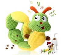 Gigwi Juguetes interactivos de rompecabezas para perros, juguete dispensador de golosinas para entrenamiento de coeficiente intelectual, bonito diseño de oruga, juguetes de peluche chirriantes para