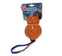 GiGwi Push to Mute - Juguete ineractivo para Perros, Juguete masticable chirriante para Perros, búho Azul/Naranja