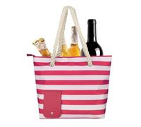 Gihioue Bolsa para vino de playa, bolso de la compra, bolsa de picnic, bolsa de vino con compartimento térmico acolchado y boquilla para beber, bolsa de vino recargable para 2 botellas de vino, Red +