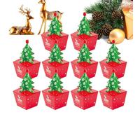 Gihioue Caja de dulces de Navidad, 10 piezas, accesorios para fiestas de árbol de Navidad 3D, bolsa de decoración, portátil, para vacaciones, recipiente para aperitivos, almacenamiento reutilizable