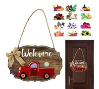 Gihioue Cartel de bienvenida para la puerta principal, decoración magnética de de madera | Placa de bienvenida para puerta rústica, decoración rústica, para pared interior, salón, entrada