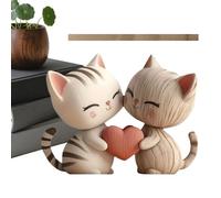 Gihioue Estatua De Gato - Lindo Bidimensional Plano De Madera En Forma De Animal - Estatua Decorativa De Gato Abrazando | para El Dormitorio, Ocasiones Románticas Y Celebraciones De Cumpleaños De