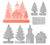 Gihioue Moldes de silicona navideños | Molde de jabón para casa de árbol de Navidad, molde de silicona, fácil de solucionar para yeso, resina epoxi, decoración aromaterapia