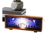 Gihioue Natividad de iluminación - Lámpara LED decorativa | Belén de madera para la decoración de nacimiento, para chimenea, mesita de noche, salón, sala de juegos,