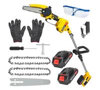 gihusrzx Sierra de poste inalámbrica 2 en 1 y mini motosierra, motosierra sin escobillas de 6 pulgadas con 2 baterías de 1.5 Ah, sierra de poste de alcance máximo de 5.9 pies con poste de extensión