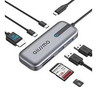 GIISSMO USB C Hub HDMI 4K a 60 Hz, Hub USB C 7 en 1 Suministro de energía 100 W, Datos USB C y 2 USB A 5 Gbps, Lector de Tarjetas microSD y SD, Compatible con MacBook, Surface Pro, portátiles HP DELL