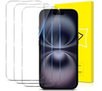 GiiYoon-3 Piezas Protector de Pantalla para iPhone 16 Plus Cristal Templado, [Sin Burbujas] [Cobertura Completa] [9H Dureza] Vidrio Templado HD Protector Pantalla para iPhone 16 Plus