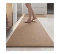 GIJMZY Alfombras Cocina Linen Kitchen Rug Absorbs Water and Oil Non-Slip and Wear-Resistant Long Floor Mat No-Wash Wipeable Carpet Stain-Resistant(Khaki,45x180cm (1pcs))
