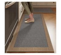 GIJMZY Alfombras Cocina Mat for Kitchen Runner Rug Set Water-Absorbing Non-Slip Floor Mats Long Carpet Brown Imitation Linen Home Decoration Rugs(Color11,1pc 140x200cm)