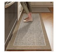 GIJMZY Alfombras Cocina Mat for Kitchen Runner Rug Set Water-Absorbing Non-Slip Floor Mats Long Carpet Brown Imitation Linen Home Decoration Rugs(Color04,1pc 180x280cm)
