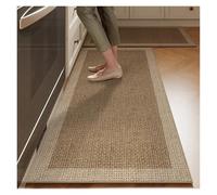 GIJMZY Alfombras Cocina Mat for Kitchen Runner Rug Set Water-Absorbing Non-Slip Floor Mats Long Carpet Brown Imitation Linen Home Decoration Rugs(Color09,1pc 100x200cm)