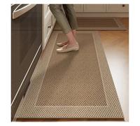 GIJMZY Alfombras Cocina Mat for Kitchen Runner Rug Set Water-Absorbing Non-Slip Floor Mats Long Carpet Brown Imitation Linen Home Decoration Rugs(Color03,1pc 100x200cm)