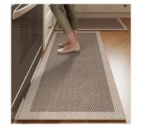 GIJMZY Alfombras Cocina Mat for Kitchen Runner Rug Set Water-Absorbing Non-Slip Floor Mats Long Carpet Brown Imitation Linen Home Decoration Rugs(Color02,1pc 50x80cm)